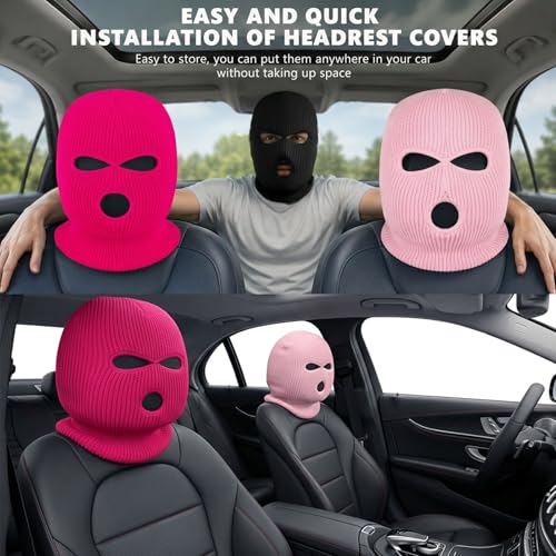 Image of 2 Pieces 3-Hole Full Face Mask Cover Ski Mask Winter Balaclava Cap Knitted Face Cover for Winter Outdoor Sports