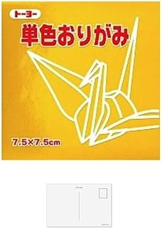 トーヨー 折り紙 片面おりがみ 7.5cm角 単色 金 60枚 068159【まとめ買い × 3パック】 + 画材屋ドットコム ポスト カードA