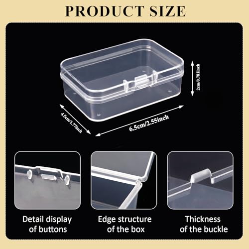 Image of 22 Pieces Plastic Organizer Cases with Hinged Lid, Small Transparent Storage Containers for Bead, Hardware, Tiny Earrings (2.55 x 1.77 x 0.78 Inch)