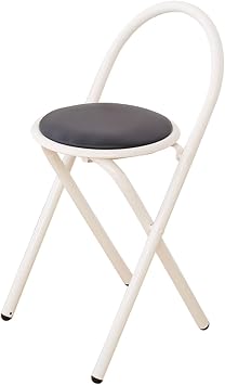 46cm/18inch Folding Bar Stool with Circular Cushion, Counter High Folding Chair, Portable Folding Stool, Kitchen Camping Indoor and OutdoorBlack