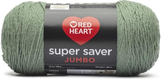 Generic Red Hearts Super Saver Jumbo Light Sage Yarn - 1 Pack of 14oz/396g - Acrylic - 4 Medium (Worsted) - 744 Yards - Knitting/Crochet