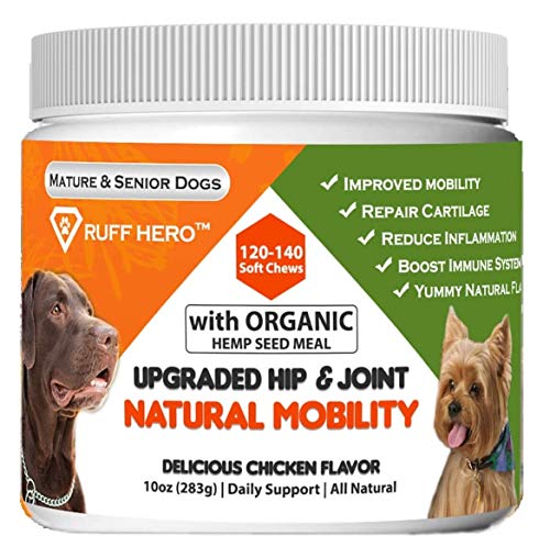 Glucosamine for Dogs Hip & Joint Supplement with Chondroitin MSM Hemp Seed Meal & Organic Turmeric | Hero Mobility