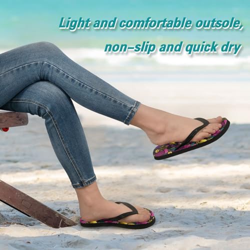 Flip Flop Sandals Bright Pineapple Print for Women Men Beach Outdoor XS4