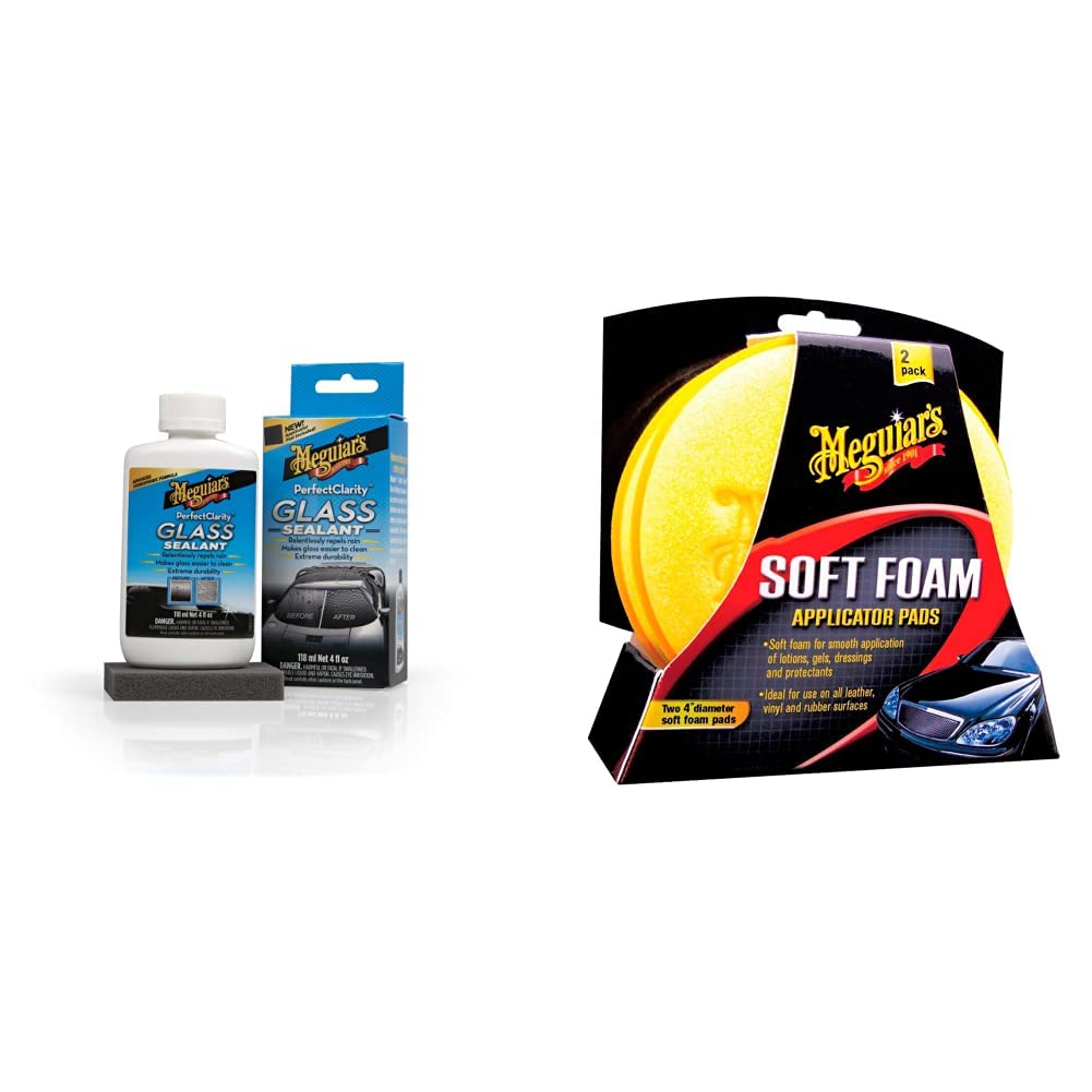 MEGUIAR'S G8504EU Sigillante per vetri trasparenza Perfetta & Soft Foam Applicator Pads - Applicatore per Cera e Gel -Diametro 10.2cm, 2 Pezzi