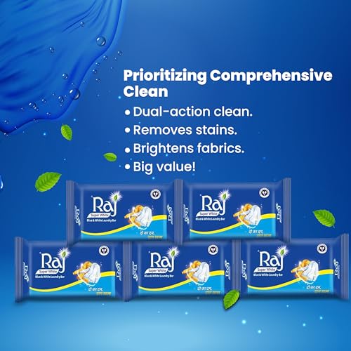 Image of Blue & White Laundry Soap Bar | Tough Stain Remover for Clothes | Dual-Action Detergent Bar | Fresh Fragrance | 3kg Pack (150g x 20 Bars)
