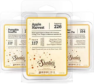 Shortie's Candle Company Fall Wax Melts Variety Pack - Pumpkin Souffle, Butter Pecan Pie, Apple Harvest - Formula 117-3 Highly Scented 3 Oz. Bars - Made with Natural Oils - Fall Warmer Wax Cubes