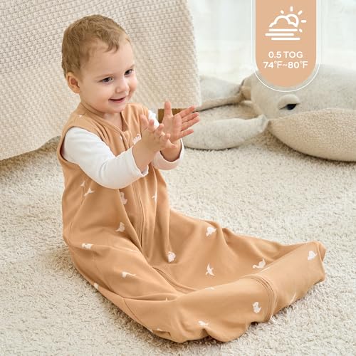 Image of JELLYMONI Baby Sleep Sack 12-18M, 0.5 TOG, 100% Cotton Wearable Blanket | 3 Pack, Soft Cotton Fabric, Breathable Lightweight Sleeveless Sleep Sack, Pre-Shrunk, 2-Way Zipper