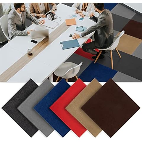 Carpet Tiles 'Scene' Self-Adhesive 40 x 40 cm Non-Slip Back, Anti-Static Budget Carpet Tiles, Flooring for Office, Commercial and Home (Anthracite) Cover