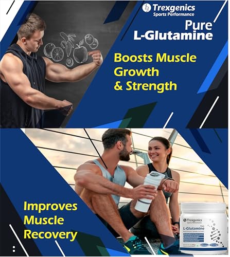 Image of Trexgenics L-GLUTAMINE Pure Powder (50 Servings) Muscle Building Block for Strength & Growth, Leaky Gut Health, Immunity (250 gm) (Pack of 1)