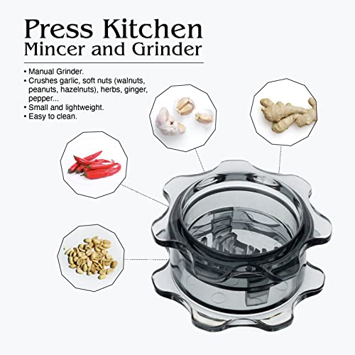 Manual Garlic Mincer (2 Pack), Garlic Crusher, Garlic Mincer Tool, Ginger Grater, Garlic Grater, Garlic Grinder, Mincer To Ginger, Herb, Nuts (White/Gray) #TOP2
