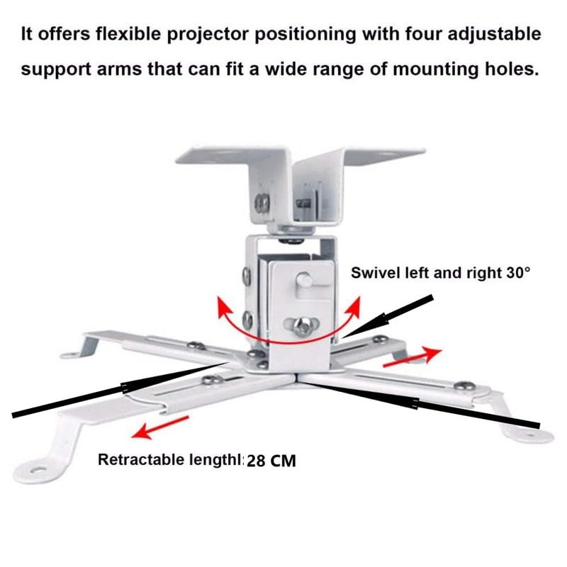 Image of Adjustable Projector Ceiling Mount Stand | 28 to 36 Inch (3 Feet) Extendable Bracket | Universal Tilt, Swivel & Rotate Wall /Ceiling Projector Mount | Heavy-Duty Frame