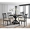 Roundhill Furniture Windvale Cross Buck Wood 5 Piece Dining Set Black
