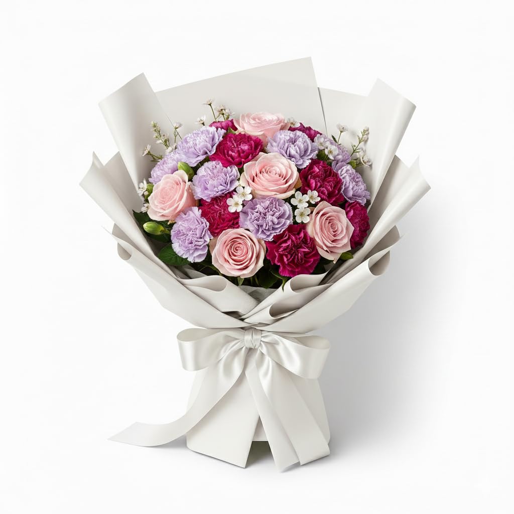 Saksham White Solid Korean Wrapping - Matte Waterproof pack of 20 sheets, 60 Microns, 58cm x 58cm, Perfect for Bouquets, Flower Wrapping, and Gift Packs | Get 3 Free Pull Bow Ribbons!