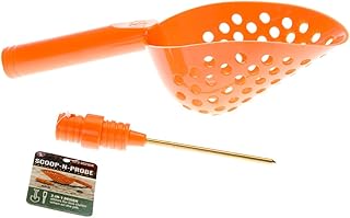 SE Orange Prospector's Choice 2-in-1 Gold Prospecting Beach Sand Scoop with Non-Marring Brass Probe, Efficient Metal Detecting and Treasure Hunting Tool
