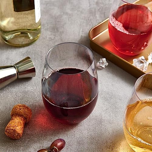 Image of Forestamart 4pcs, Stemless Wine Glasses for Red Or White Wine, 350ml Great for Drinking Wine ||Whiskey Or Juice|| Versatile Glass Cups /Glassware Sets /Glass Tumblers