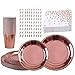 50 Pz Piatti di Carta Tovaglioli Cannucce Tazze Oro Rosa Set di Stoviglie Monouso per Feste Addio al Celibato Festa di Compleanno Anniversario Fidanzamento Matrimonio Laurea Baby Shower (10 Ospiti)