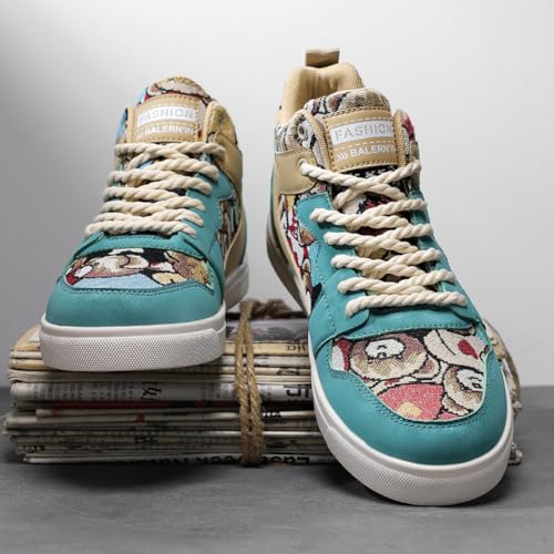 Image of Men's Fashion High Top Chinese Style Skate Sneakers Stylish Comfortable Skateboarding Road Running Walking Shoes