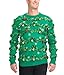 Tipsy Elves Men's Ugly Christmas Sweaters - Funny and Tacky Embellished Christmas Sweaters for Men - Green Gaudy Garland Christmas Sweater with Tinsel and Ornaments Size Large