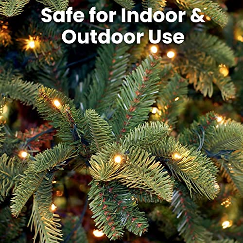 PREXTEX Christmas Lights (20 Feet, 100 Lights) Clear White Christmas Tree Lights with Green