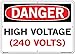 Vestil SI-D-24-E-AL-063 HIGH VOLTAGE (240 VOLTS) Danger Sign, Aluminum, 0.063" Overall Size, 20.5" W x 14.5" H