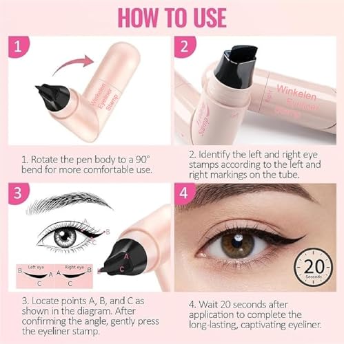 Image of Waterproof Winged Eyeliner Stamp Pen, Dual Head Rotating Design, Quick-Dry, Long-Lasting, Smudge-Proof Liquid Eyeliner Pen for Beginners, Cat Eye Tool, Easy to Use for Everyday (Black)