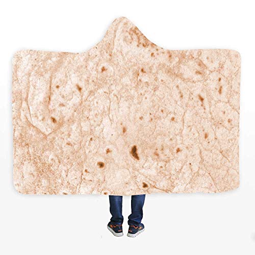 Cozy Printed Winter Warm Bath Cloak Flannel Double Layer Wearable Children Adult Pancake Hooded Blanket Warm ( Color : 3 , Size : 130150 )