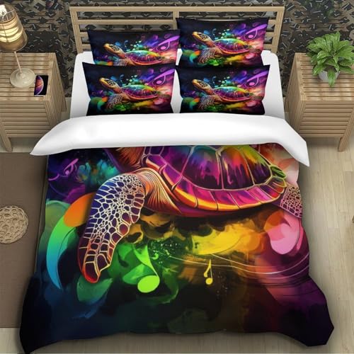 Housse de couette 200x200cm effet 3D arbre coloré en microfibre premium - 5