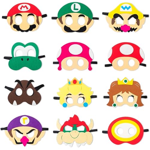 12 peças máscara de Mari, máscara de aniversário de Mari, máscaras de feltro, máscaras temáticas, artigos para festas, festa de aniversário infantil, festa de Cosplay, Halloween, carnaval