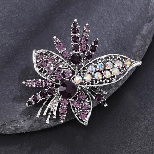 Image of Rhinestone Sunflower Brooch Pin for Women Red Black Purple Large Flower Broochs Snowflake Brooch Marquise Wreath Brooches Jewelry