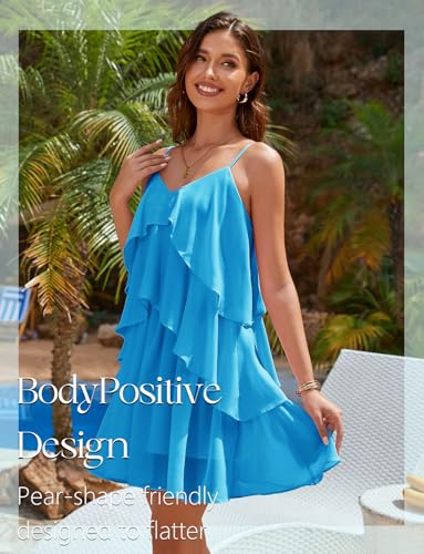 Image of DRESSTELLS Women's Cocktail Ruffle Tiered Dresses, Formal Wedding Guest Graduation Party Mini Dress