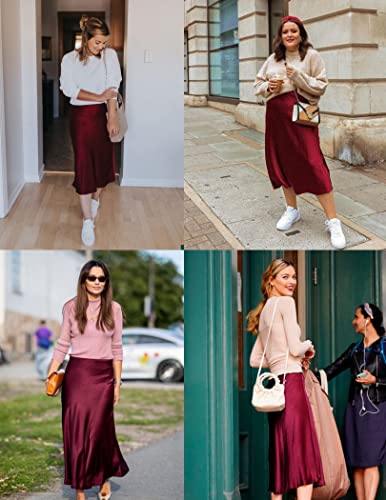 Image of Zeagoo Skirts for Women High Waist Skirt Elegant Midi Skirt Satin