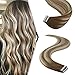 Produktbild YoungSee Extensions Echthaar Tape 60 cm Balayage Mittelbraun mit Platinblond Haare Extensions Tapes 20 Tressen 50gramm Remy Glatt Echthaar Extensions Tape in Haare