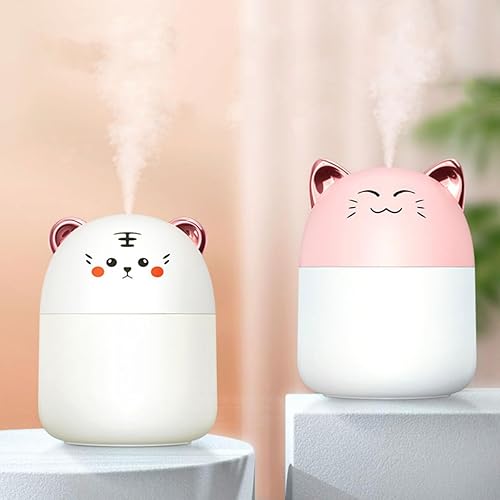 Miniatura 5 de Wakauto Mini USB Humidifier Cartoon Tiger Design Portable Air Humidifier for Office Bedroom Car Desk Decorative Light Cool Mist Moisturizer Easy Use