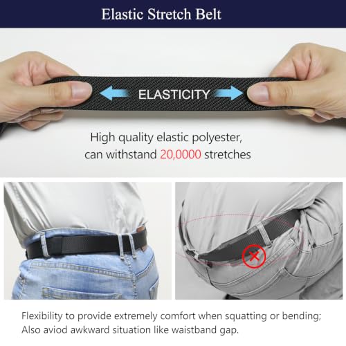 Image of LionVII Elastic Ratchet Men Belts, Stretch Belt with Automatic Buckle for Men, Adjustable Trim to Fit 27-49 inch Waist