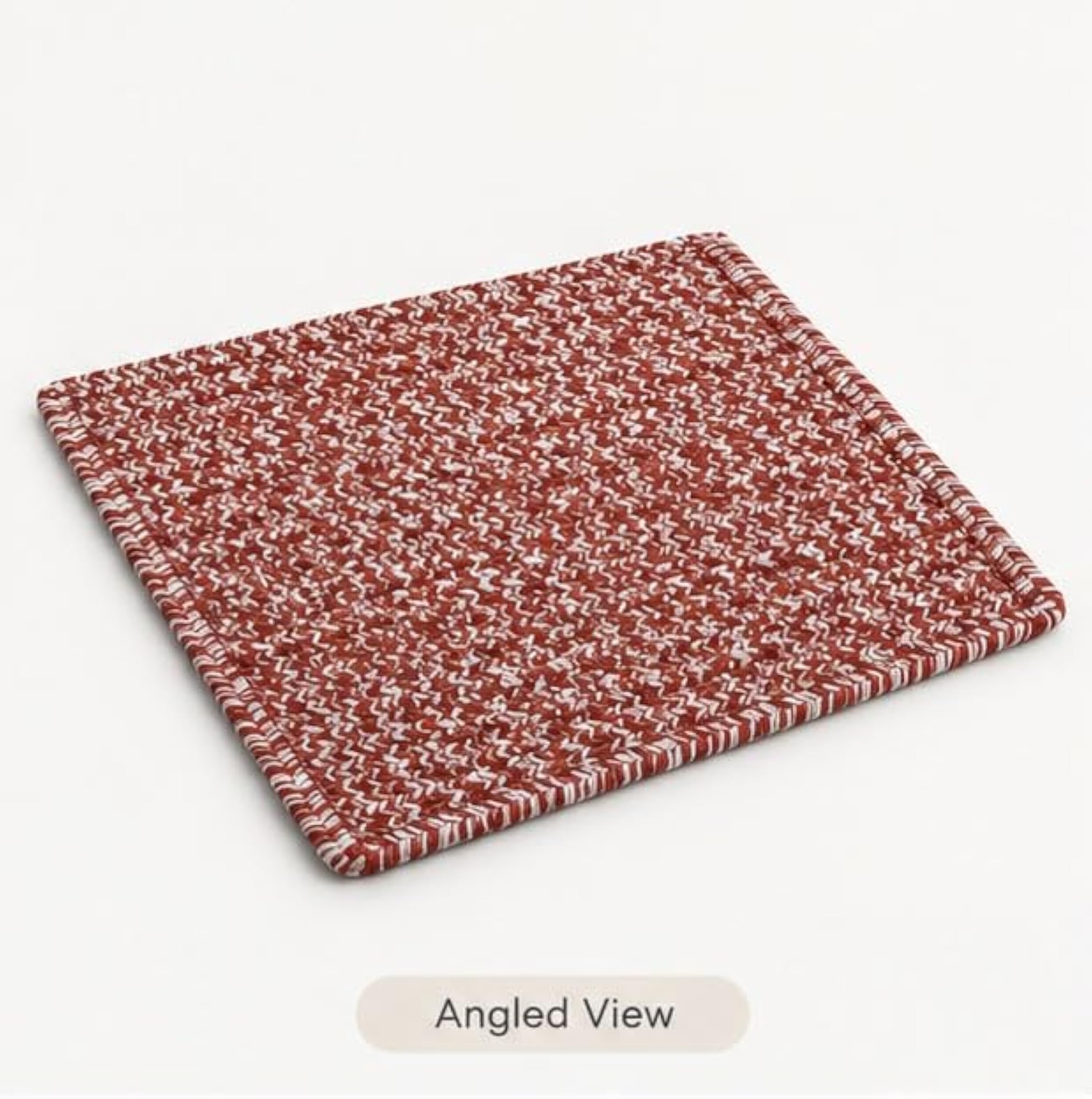 Rust Red & White Heather Rectangle Braided Bath Mat