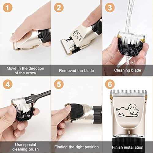 Image of NEWKIBOU Electric Clipper for Dogs and Cats, 4-in-1 Pet Grooming Kit with 4 Combs (3-6-9-12mm), Low Noise, Cordless and Rechargeable, 120 Min Runtime, Titanium Ceramic Blade