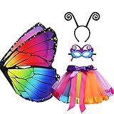 D.Q.Z Kids Fairy Butterfly Wings Costumes for Girls , 4Pcs Child Butterfly Wings with Tutu Antenna...