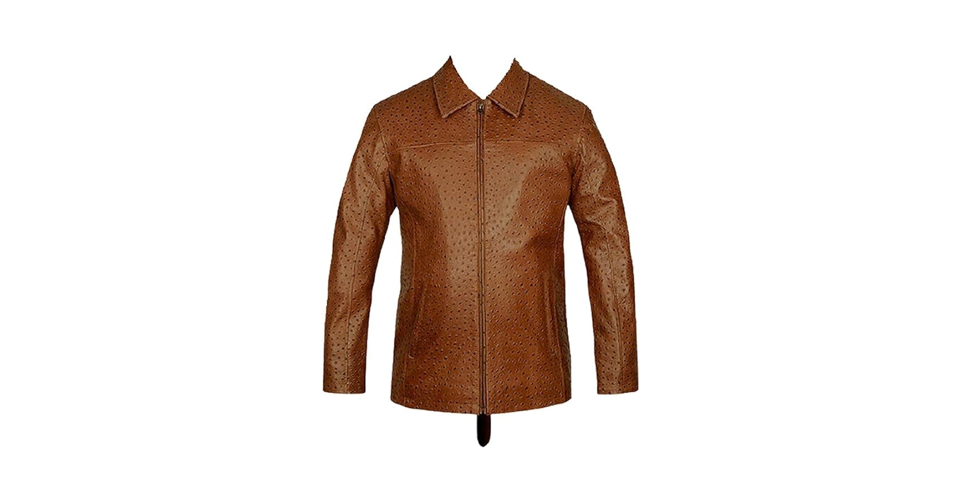 HideNgo Men Leather Jacket - Lambskin Winter Vintage Ostrich