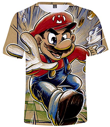 Silver Basic Camisetas de Verano para Hombres Camisas de impresión en 3D Juego Tops Juego Divertido Ropa Marrón XS