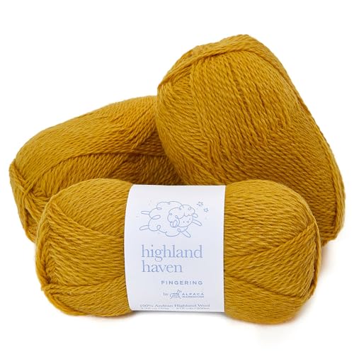 Highland Haven – 100% fio de lã Highland Conjunto de 3 meadas (150 gramas) Peso do dedo – originário