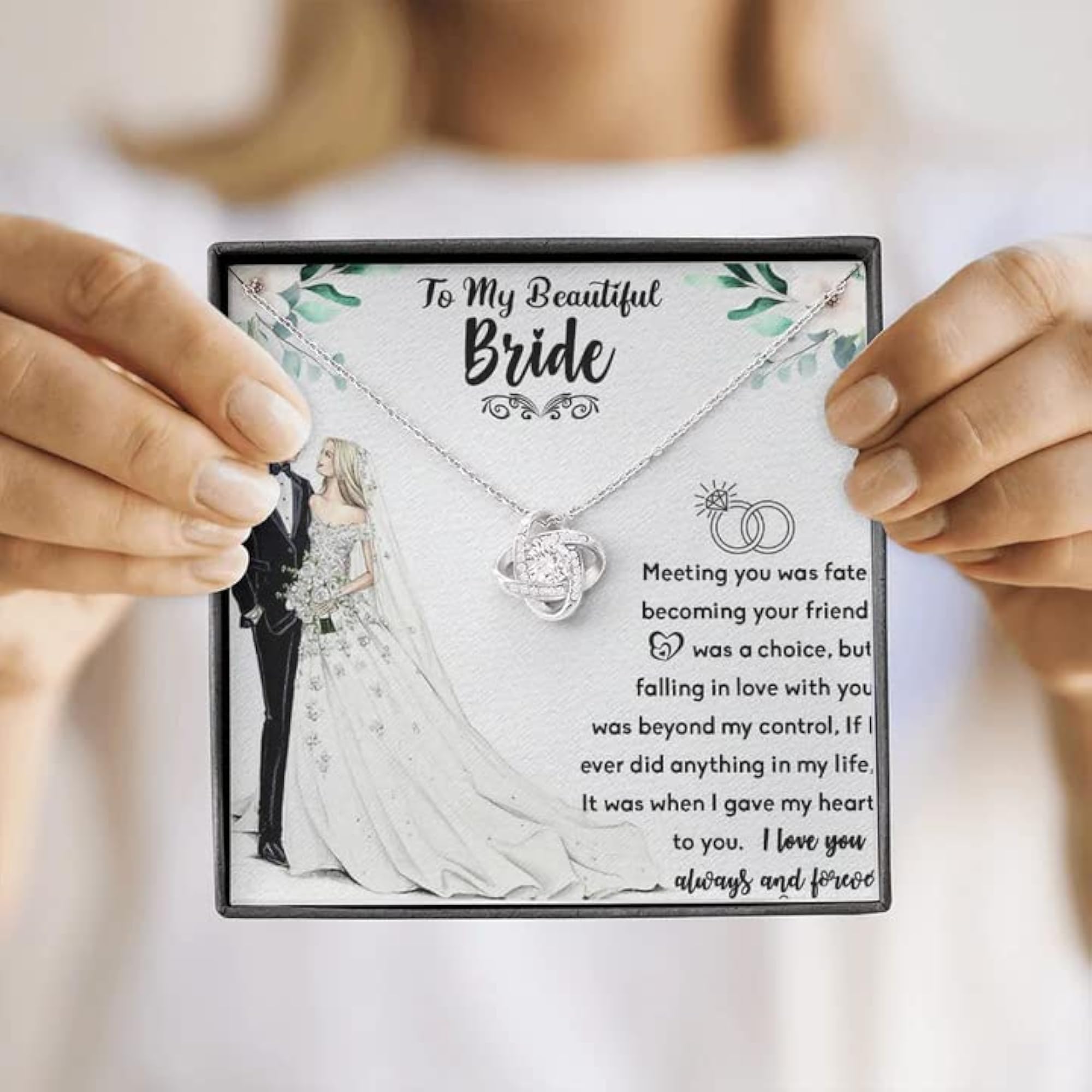 Pure Silver Pendant with Message Card, Gift for Bride