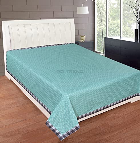 Image of RD TREND Presents Luxurious Glace Cotton Supersoft 180 Tc Double Size(90X100 Inch)Flat Geometric Double Bedsheet(Topsheet)Without Pillow Covers Colour Green