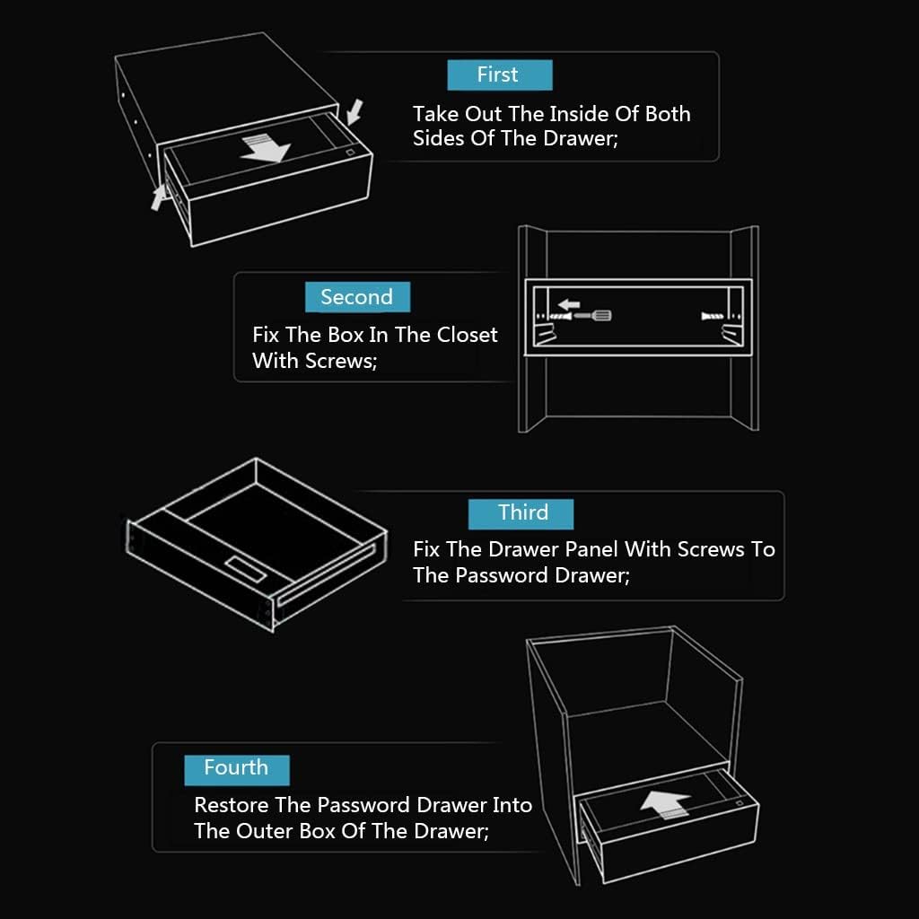 Mini coffre-fort invisible avec empreintes digitales et mot de passe, écran tactile antivol tout en acier pour bureau et maison – Noir