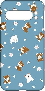 スマＱ Google Pixel 10a 対応 スマホケース ハードケース 和んこ堂 柴犬 桜 パターン 総柄 (D-ブルー) | スマートフォンケース,ハードケース,コンパクト,傷防止,スリム,薄型