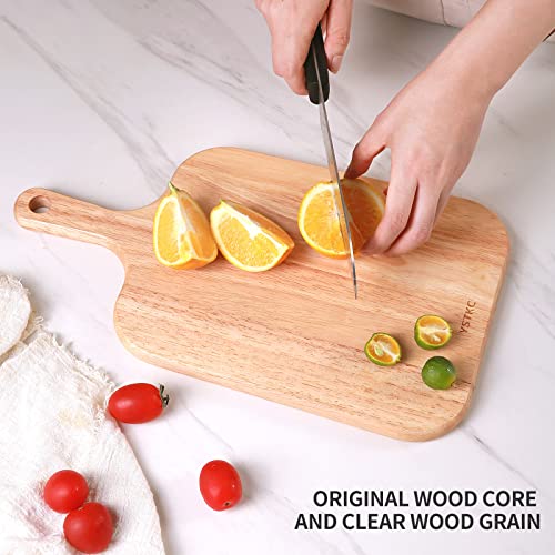 Ystkc Rubber Wood Cutting Board For Kitchen,Wooden Charcuterie Board With Handle,15.3" Chopping Board,Serving Borad For Meat,Cheese,Fruits And Vegetable #TOP5