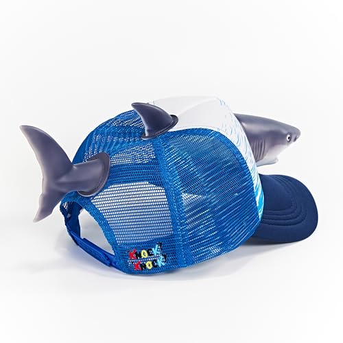Image of 3D Shark Trucker Hat, Funny Novelty Mesh Snapback Cap for Men & Women