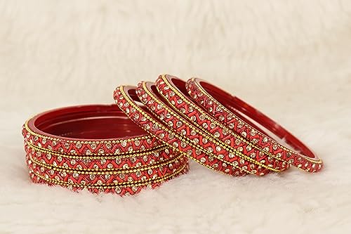 Image of NMII Glass Bangles Set For Girls and Women Studded Zircon Gemstone and Beads I women bangles I (Pack of 8)
