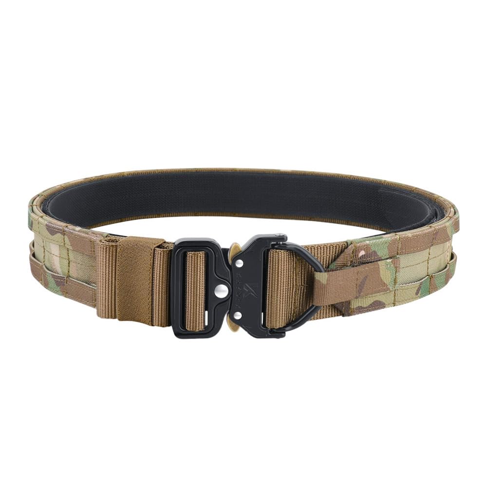 KRYDEX Quick Release Gun Belt 1.75 Inch MOLLE Inner &Outer Tactical Heavy Duty Belt (MC, M)