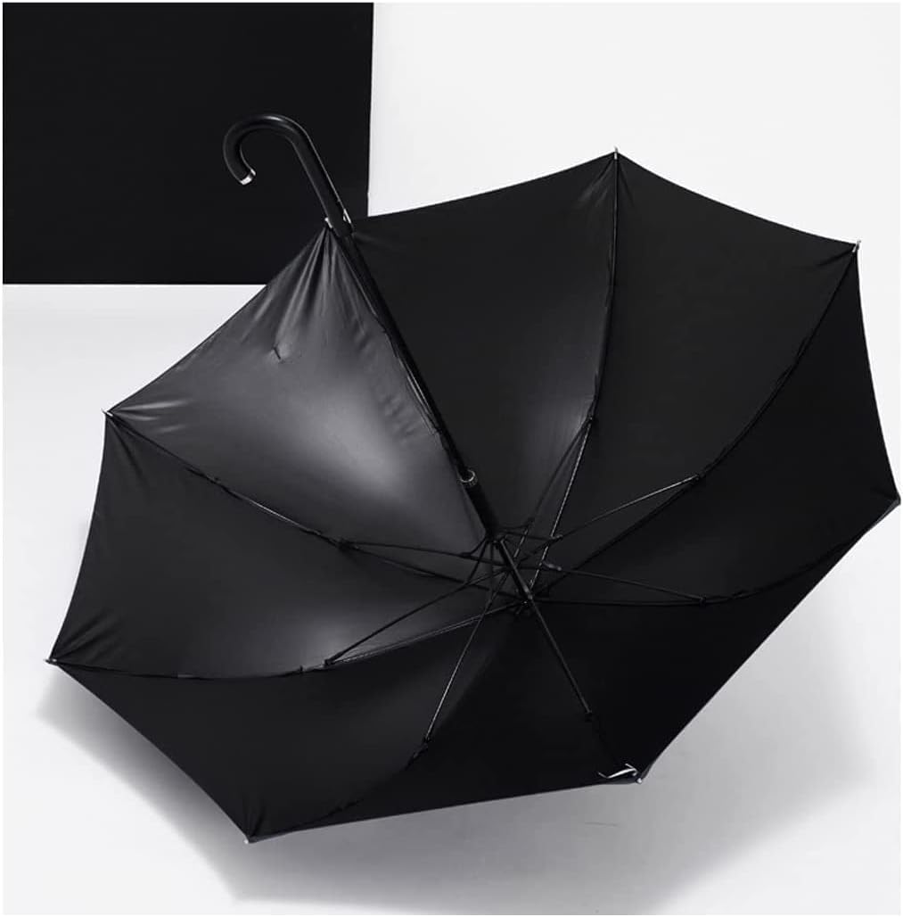 Windproof Umbrella Strong Umbrellas Umbrella Windproof Unbreakable Stick Umbrella Solid Color Auto Open Hook Handle J Cane Umbrella Umbrellas for Rain (Color : Black)