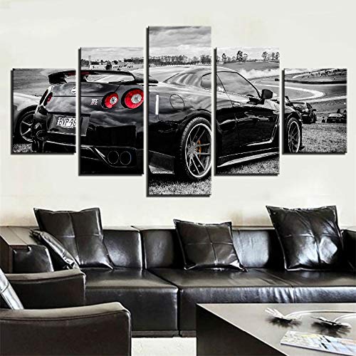 Tableau mural sur toile GTR Flashy en 5 pièces encadrées taille 3 pour décoration chic